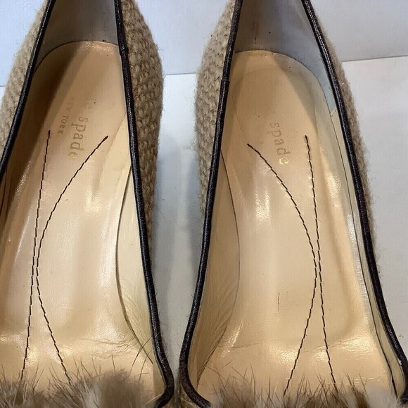 Kate Spade New York Neutrals Jute Boco Accents Tweed Pump Heel Shoes Size 7B - Picture 6 of 8